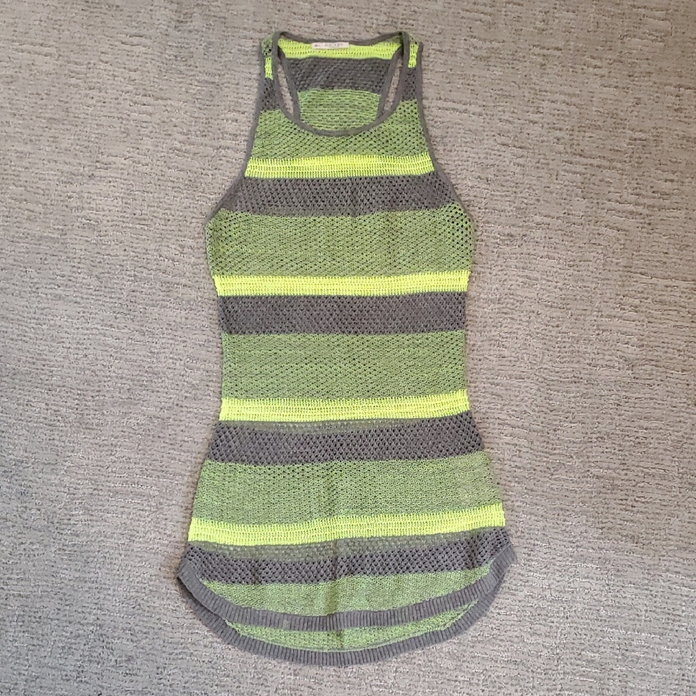 RACHEL Rachel Roy Yellow and Gray Fitted Tank Top